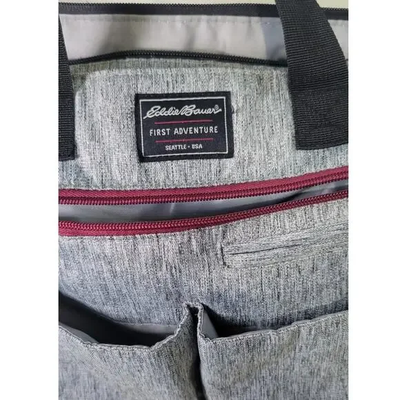 Eddie Bauer First Adventure Diaper Bag Gray Tote Bag 15X15X8 Waterproof Bag - Picture 2 of 8